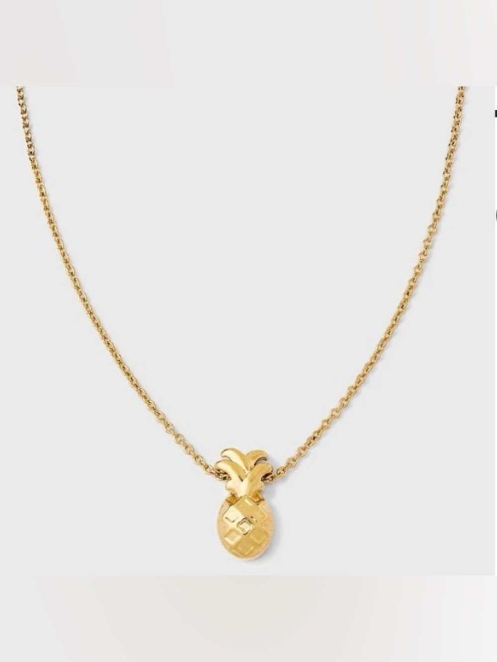 Tiny Tags 14K Gold Ion Plated Pineapple Pendant Necklace - Gold